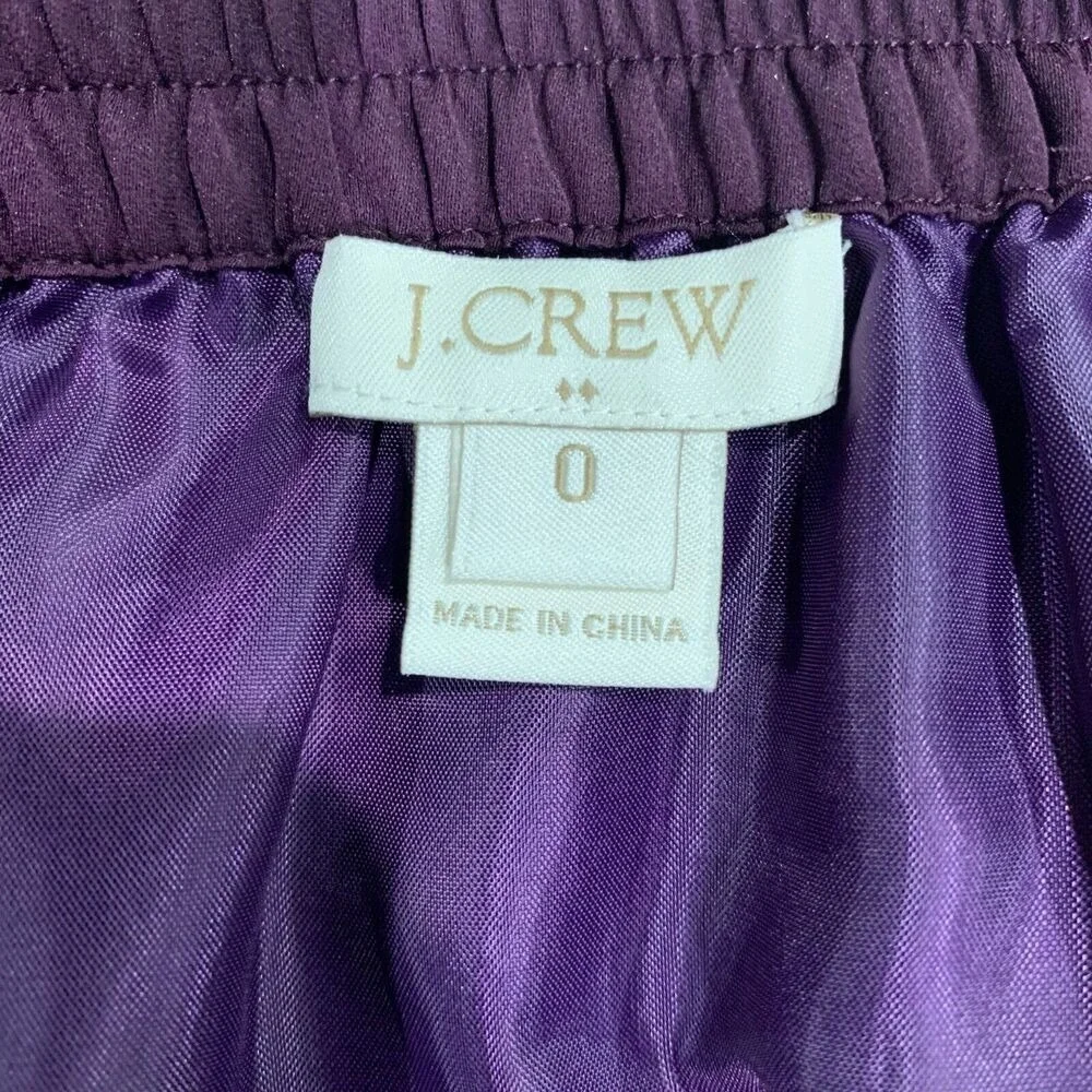 J. Crew Factory Size 0 Skirt Laser Cut Purple Plum Full Lined Drawstring Women's